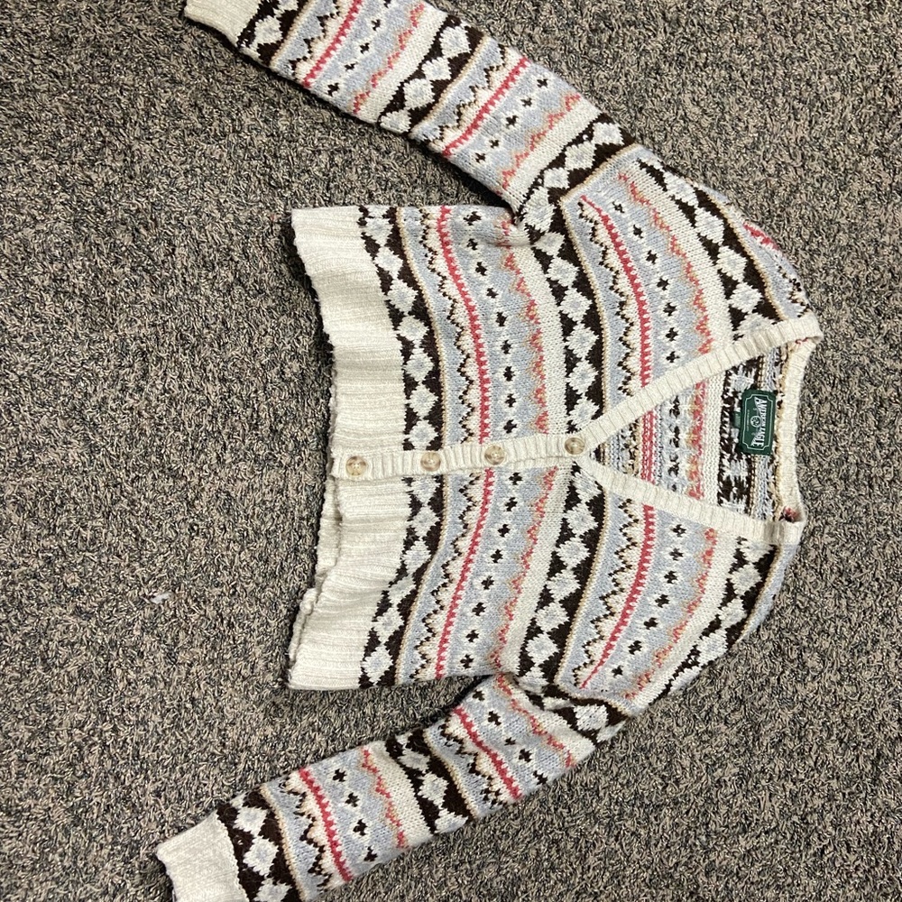 Cozy Kids' Patterned Cardigan - Cream and Brown